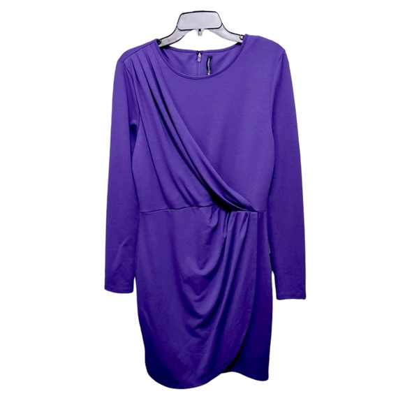 W118 by Walter Baker Purple Draped Long Sleeve Dress Women's Size Large L - Picture 7 of 7